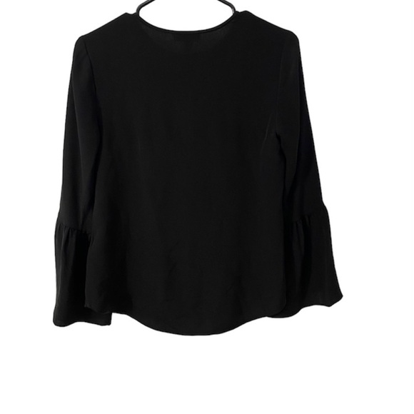 J. Crew 100% Silk Bell Sleeve Black Blouse Size 0 - Picture 2 of 4